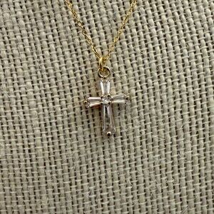 Gold tone, stainless steel S925,Cross Pendant with crystal Necklace